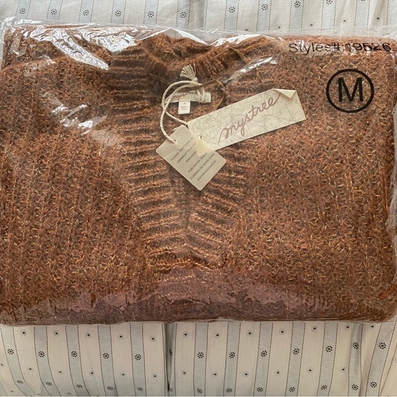 Mystree cabin knit Cardigan oversized sweater fall rustic color front pocket M - Picture 5 of 12